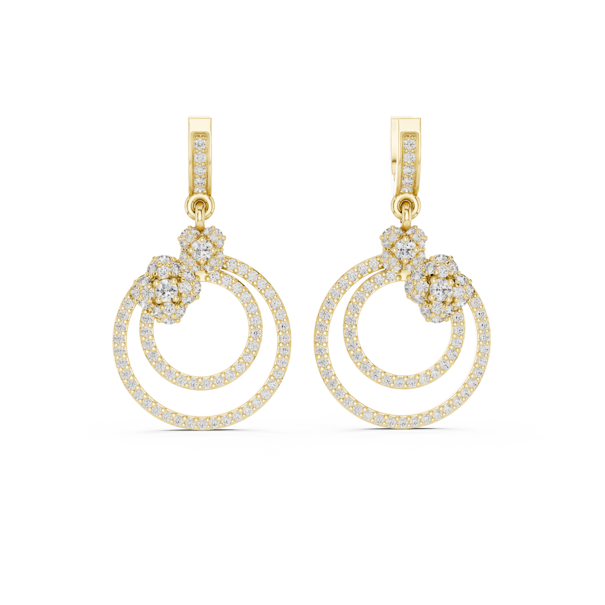 حلقان متدلية على شكل دوائر متداخلة وماس