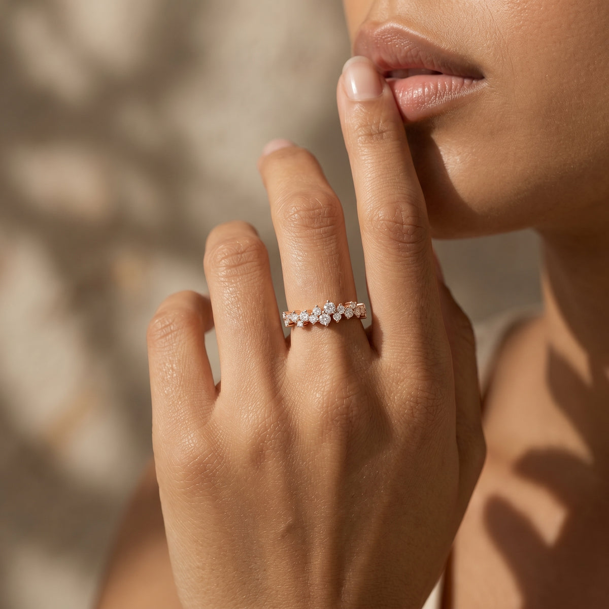 Round Diamond Cluster Wedding Band