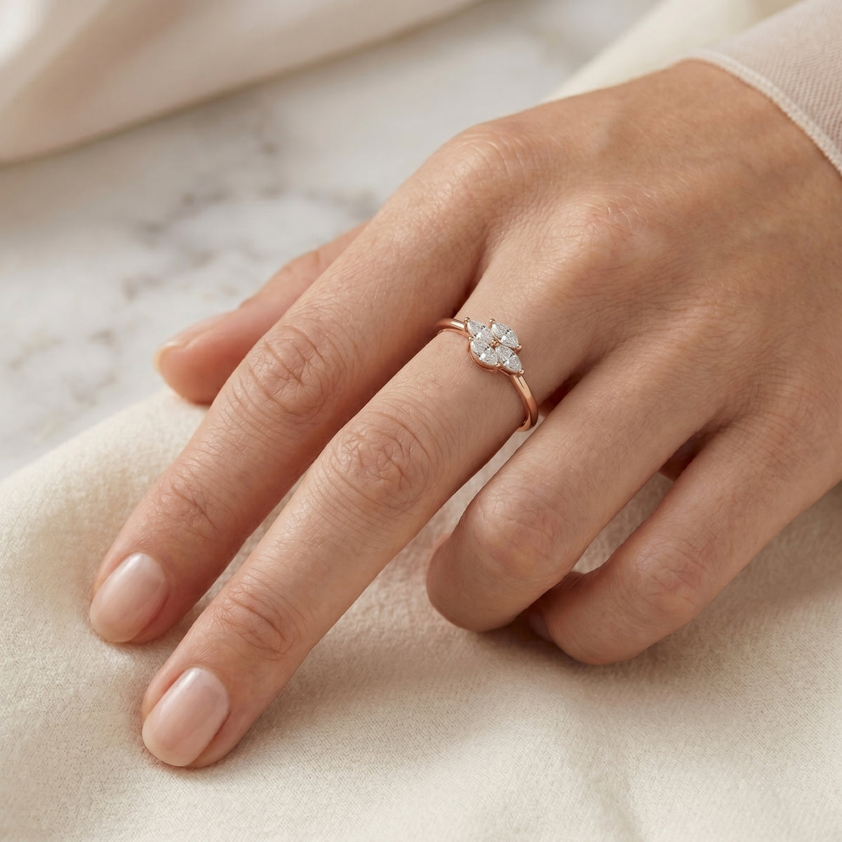 Marquise Flower Cluster Diamond Ring