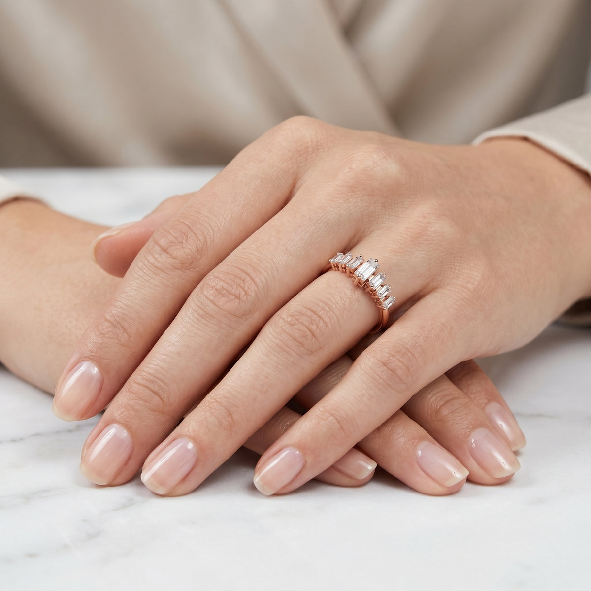 Baguette Diamond Art Deco Engagement Ring
