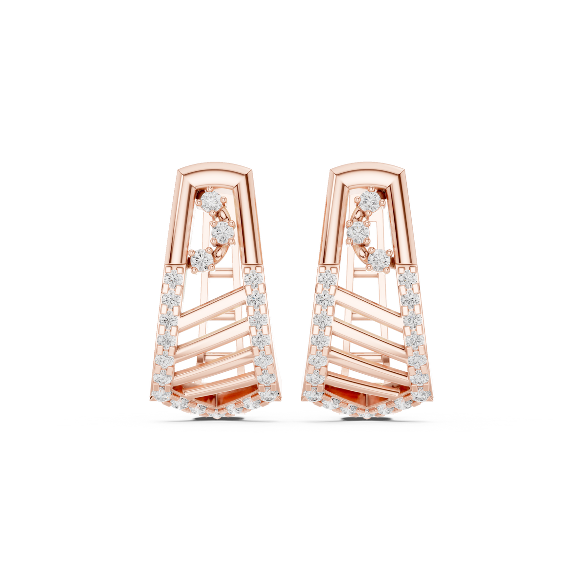 حلقان متدلية مرصعة بألماس بتصميم شبكي