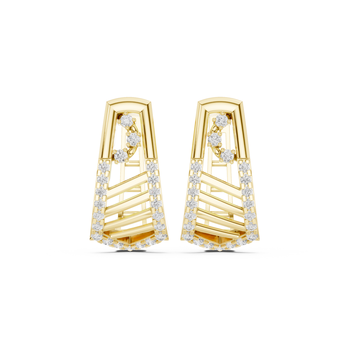 حلقان متدلية مرصعة بألماس بتصميم شبكي