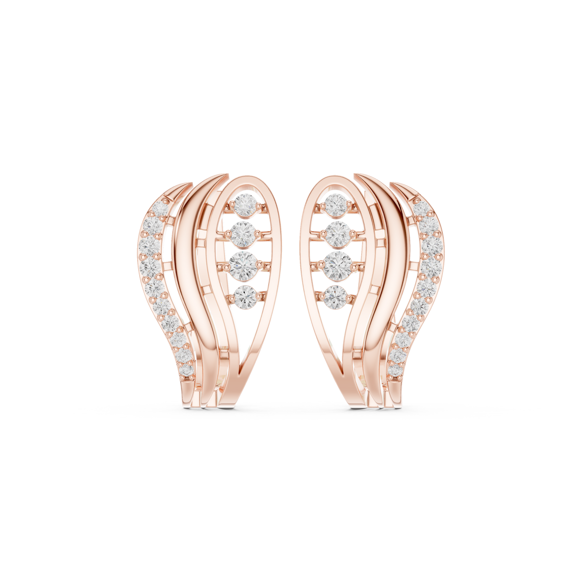 حلقان متدلية ألماسية بتصميم كاتدرائية شبكي