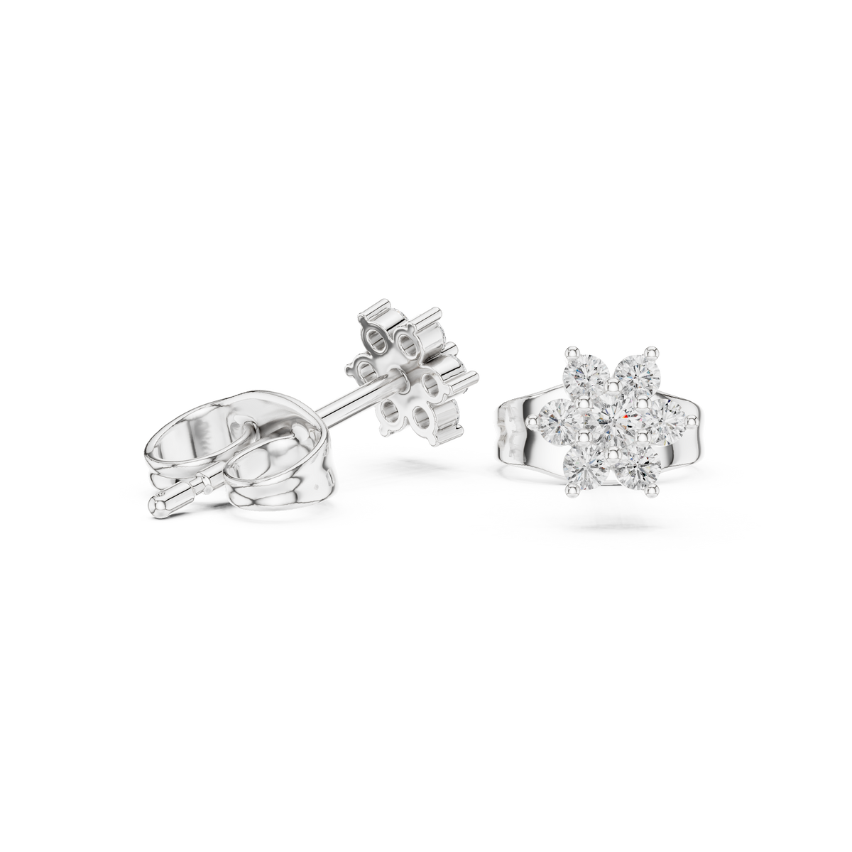 Mini Flower Cluster Diamond Stud Earrings