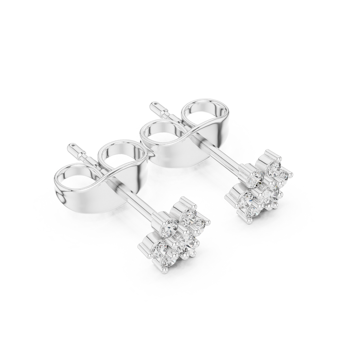 Mini Flower Cluster Diamond Stud Earrings