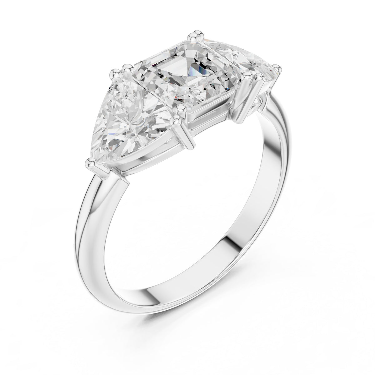 Asscher Diamond Trilogy Ring