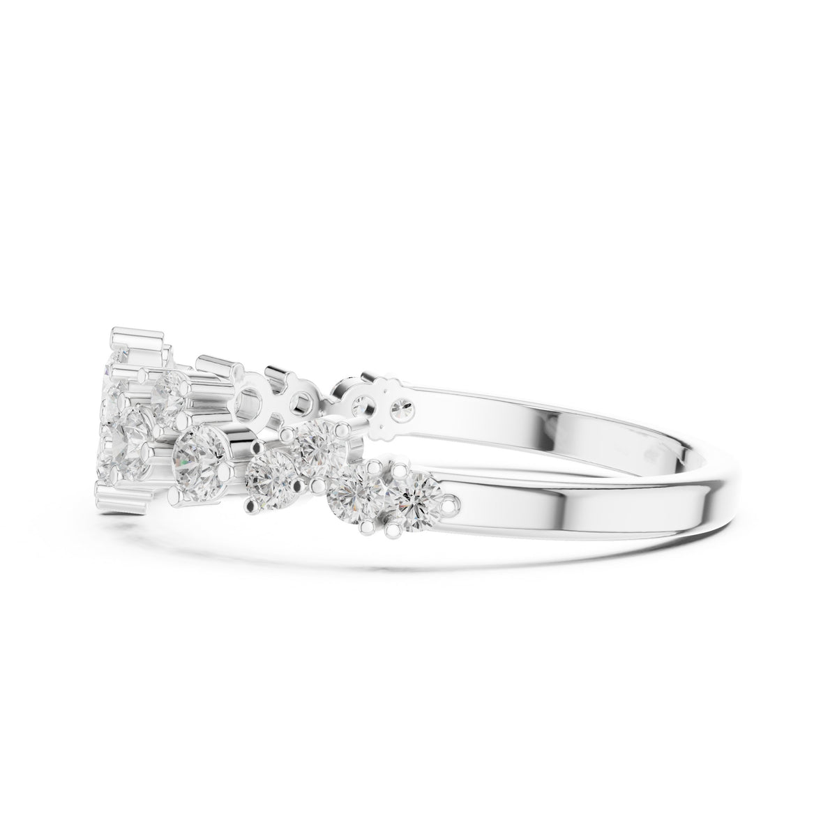 Round Diamond Cluster Wedding Band