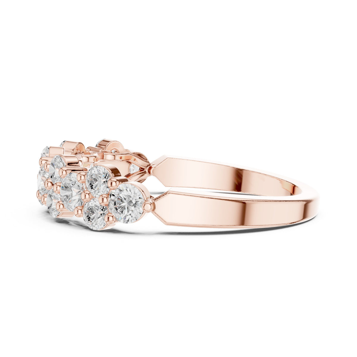 Round Diamond Cluster Half Eternity Band