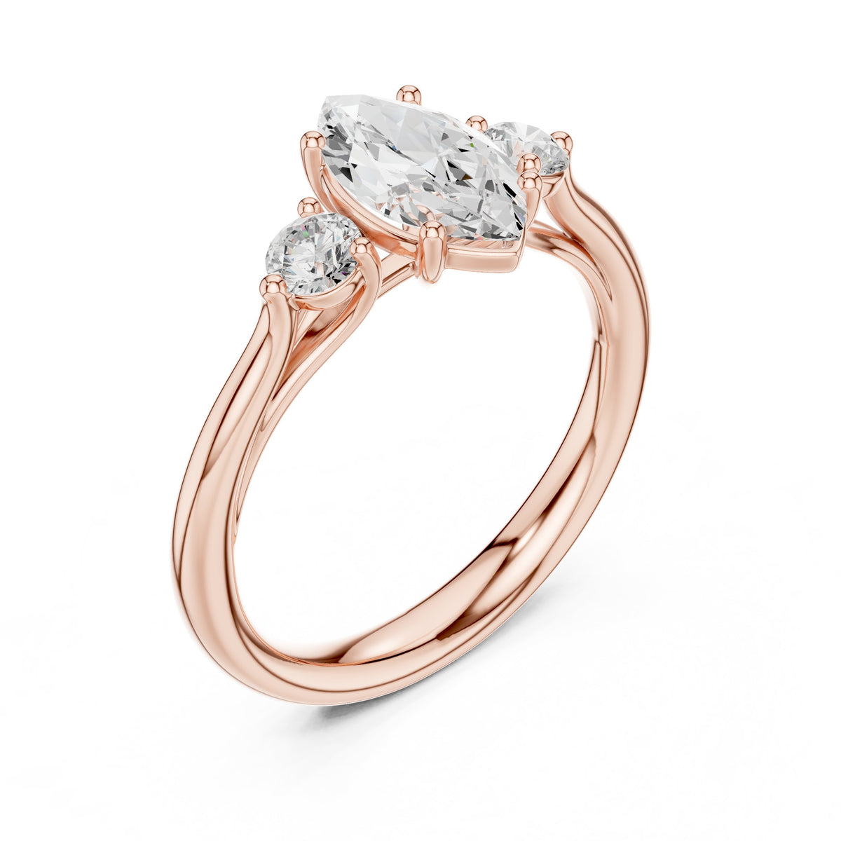 Marquise and Round Three Stone Engagement Ring