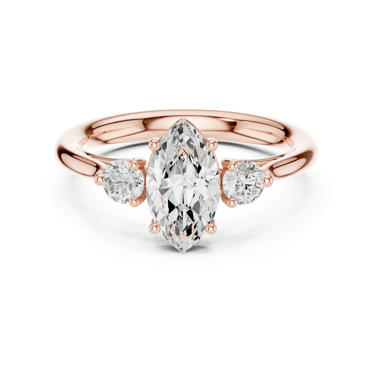 Marquise and Round Three Stone Engagement Ring