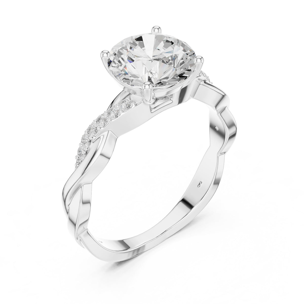 Round Diamond Twisted Vine Engagement Ring