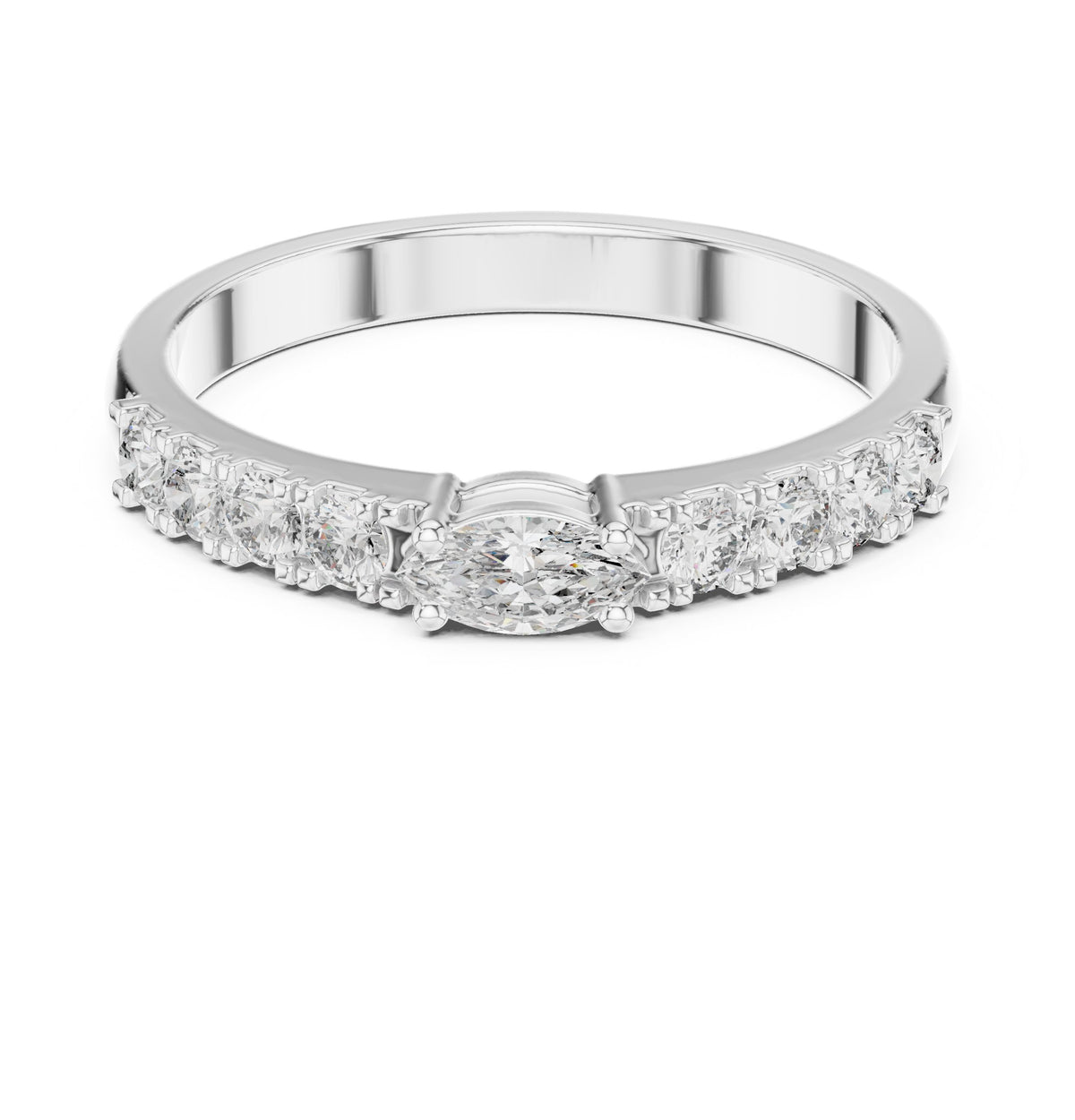 Marquise and Round Diamond Half Eternity Band