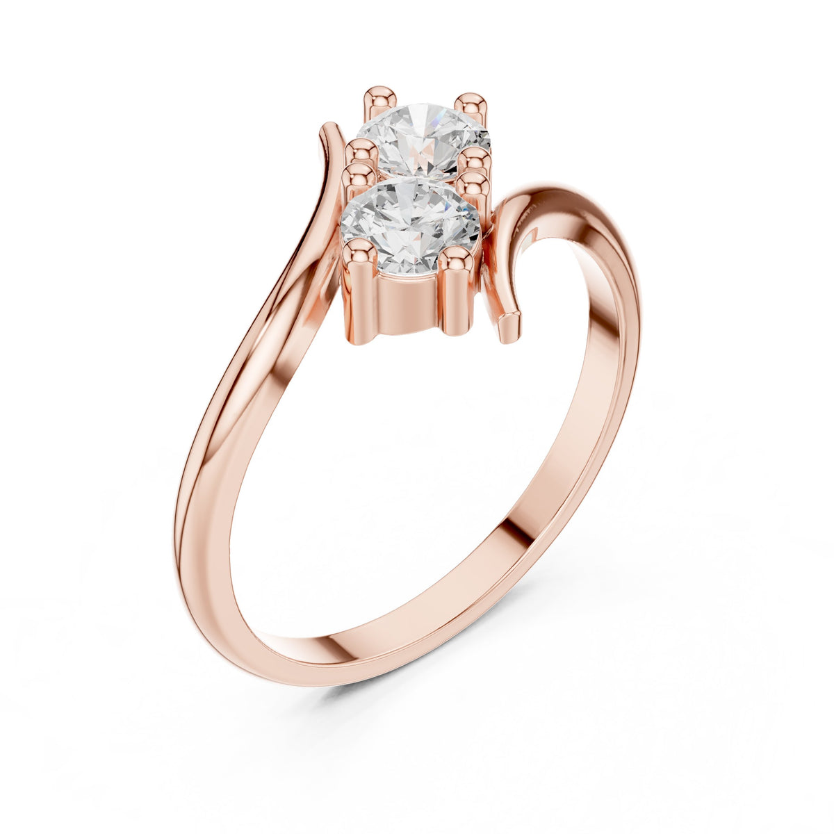 Two Stone Bypass Engagement Ring