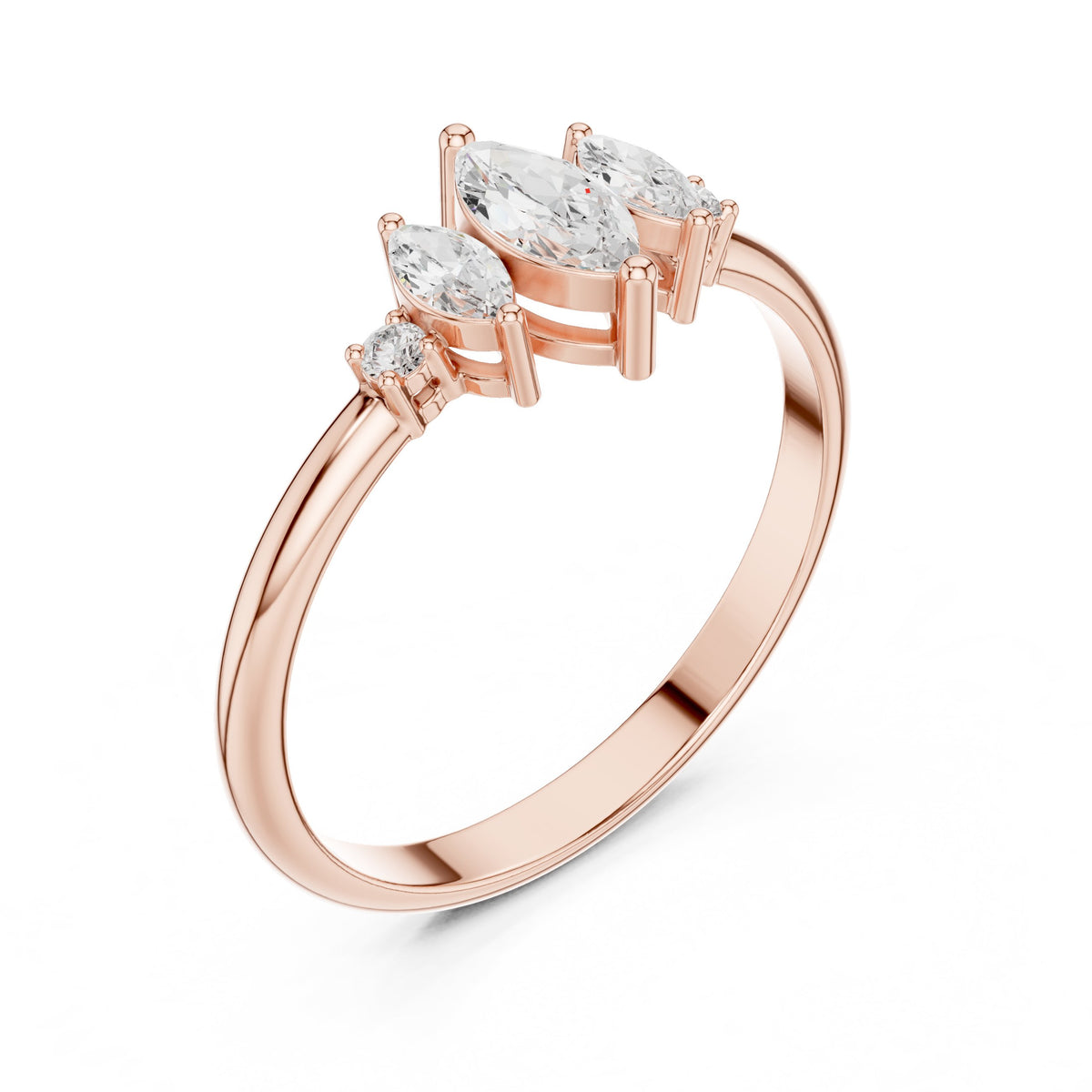Marquise Trilogy with Round Side Stone Diamond Engagement Ring