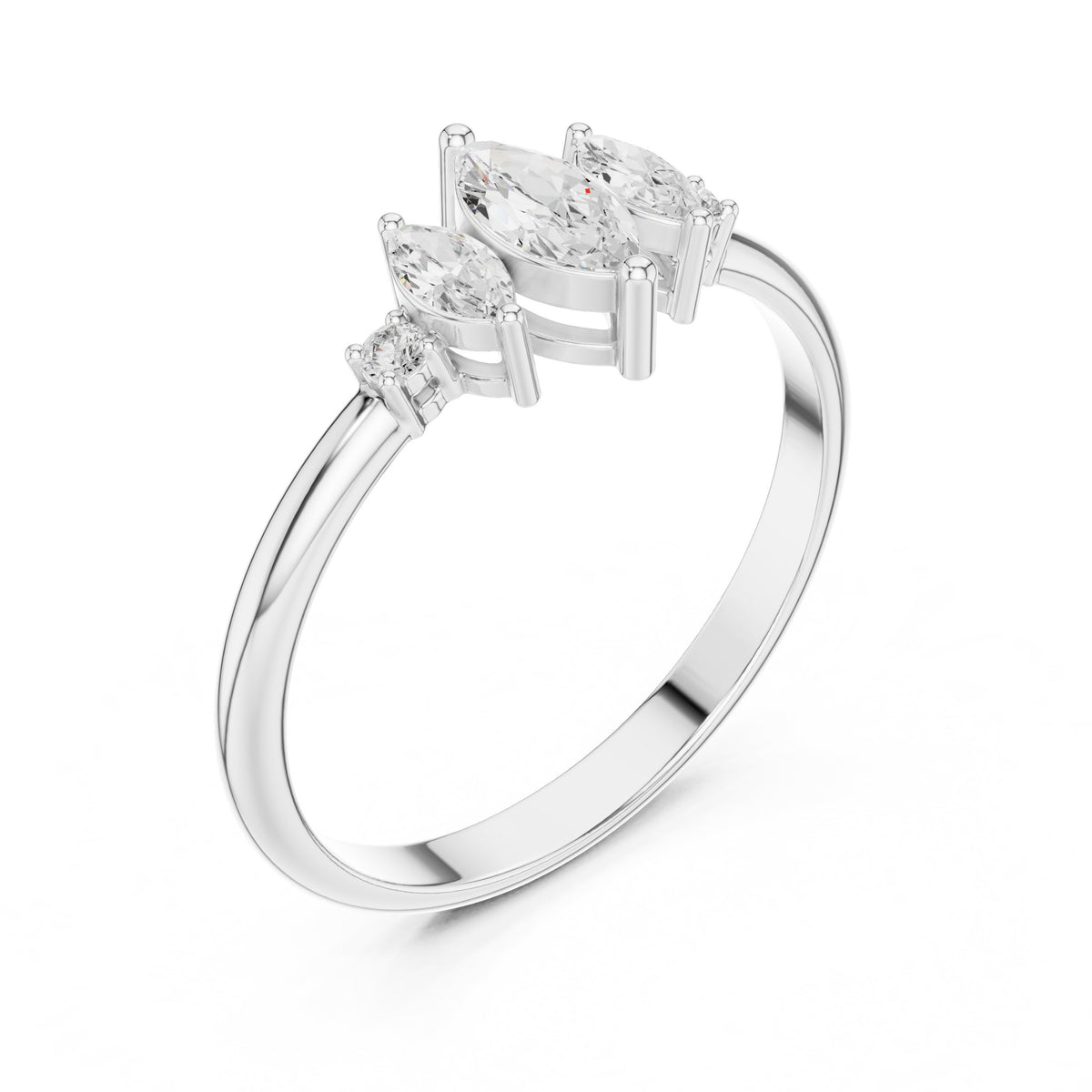 Marquise Trilogy with Round Side Stone Diamond Engagement Ring