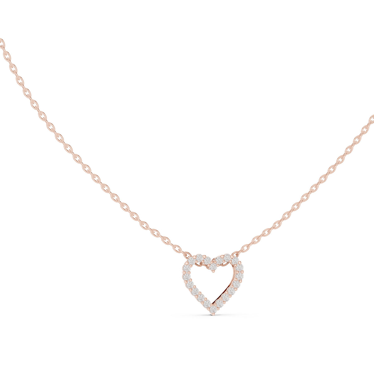 Prong Set Open Heart Diamond Necklace