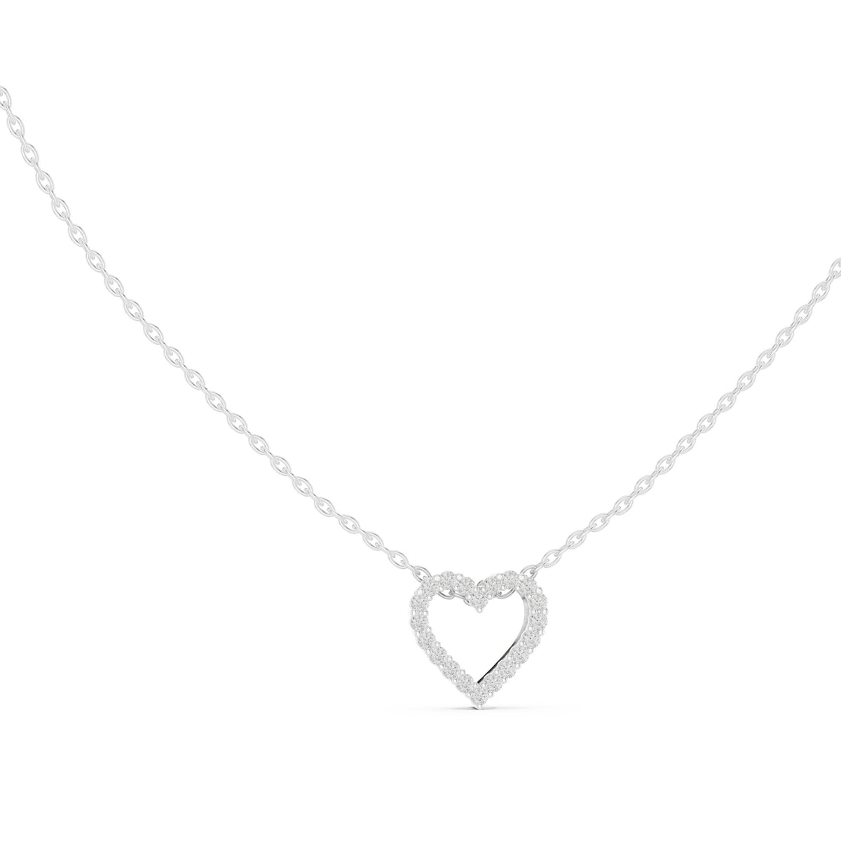 Prong Set Open Heart Diamond Necklace