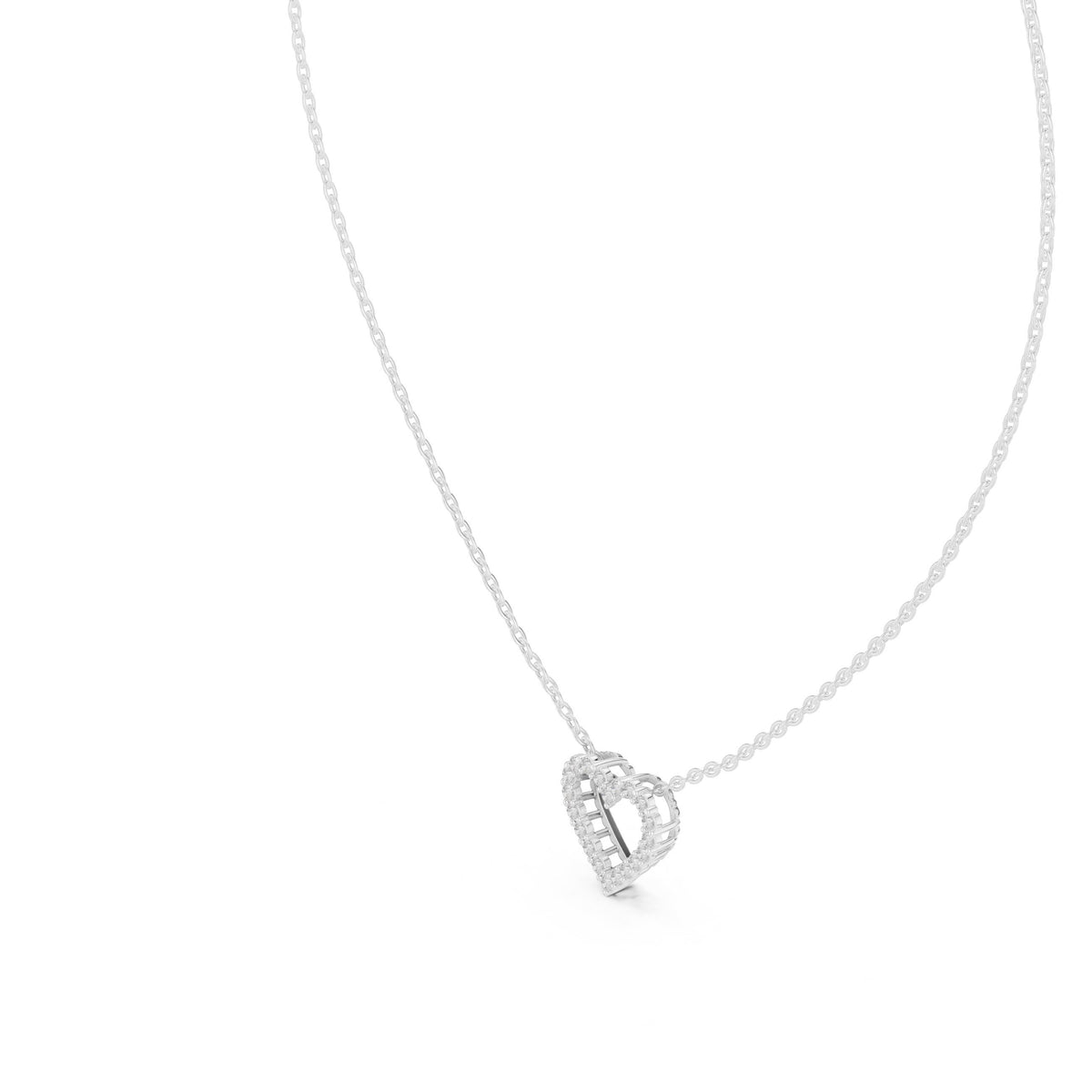 Prong Set Open Heart Diamond Necklace