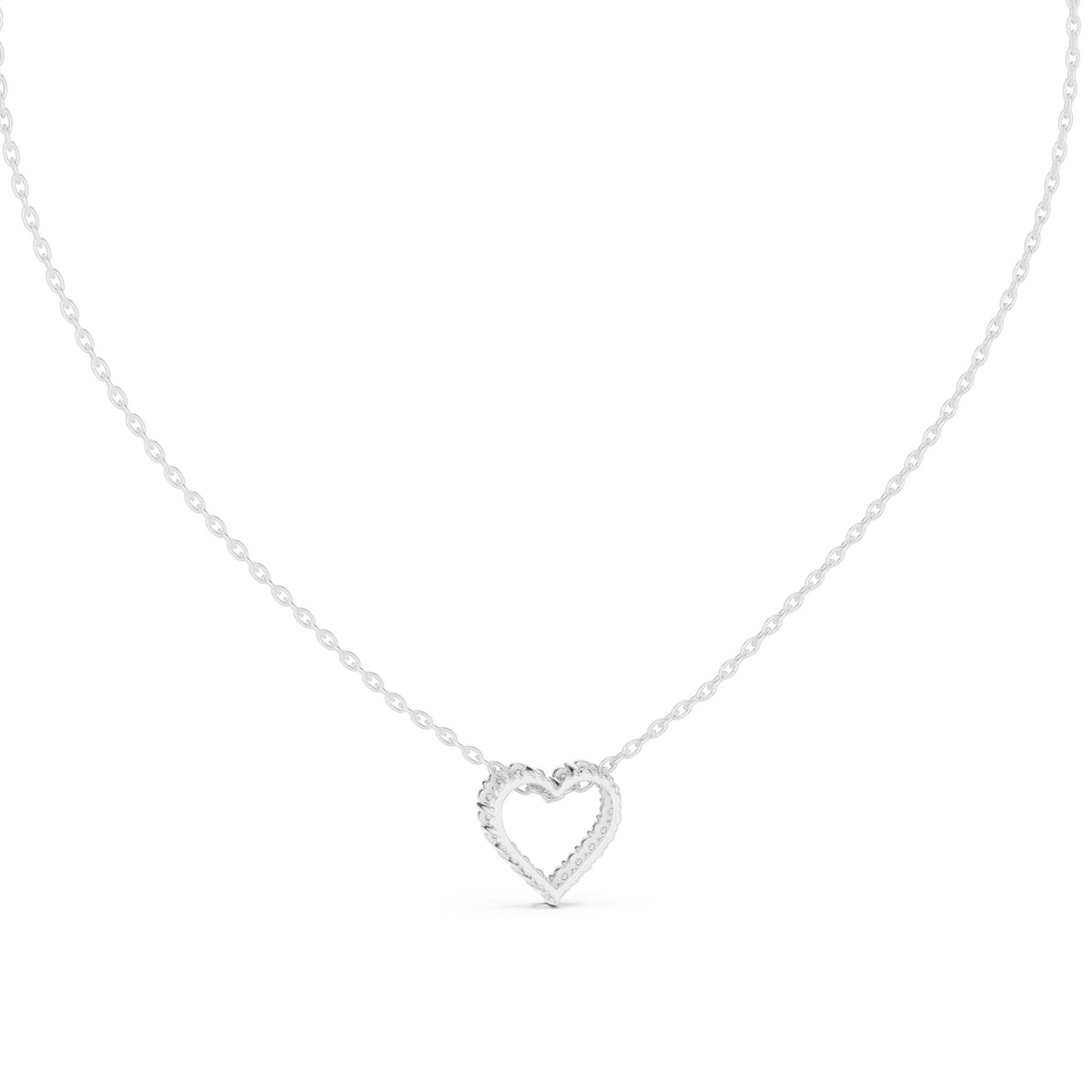 Prong Set Open Heart Diamond Necklace