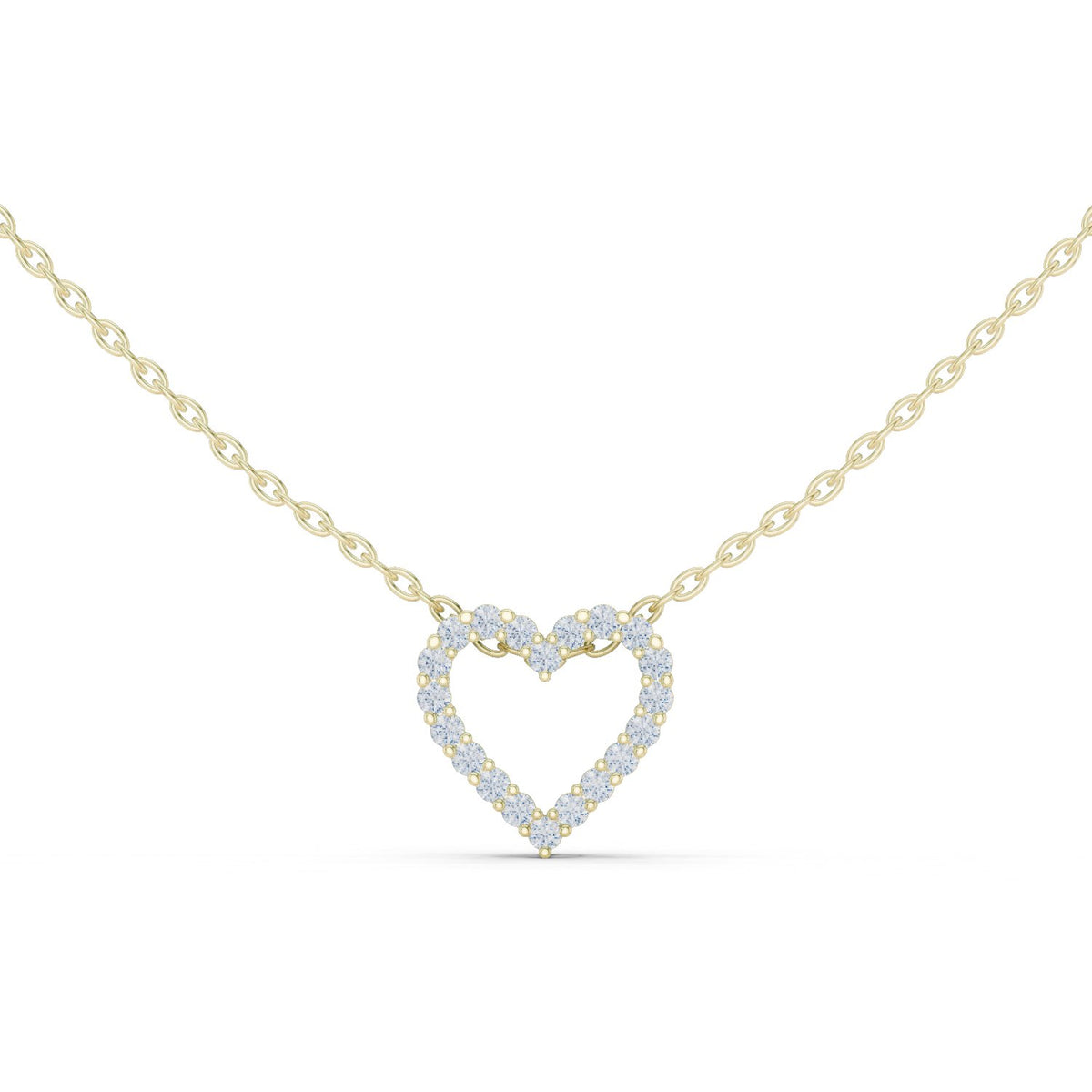 Prong Set Open Heart Diamond Necklace