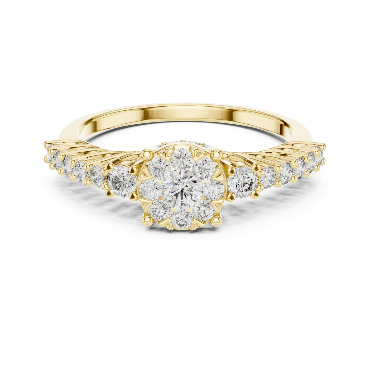Round Diamond Cluster Engagement Ring