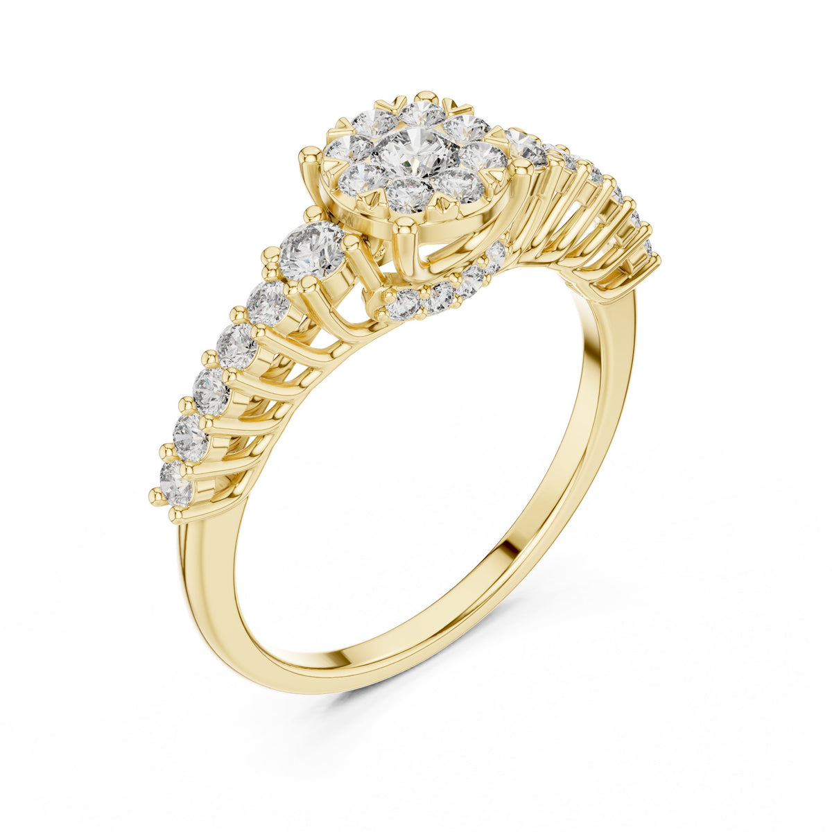Round Diamond Cluster Engagement Ring