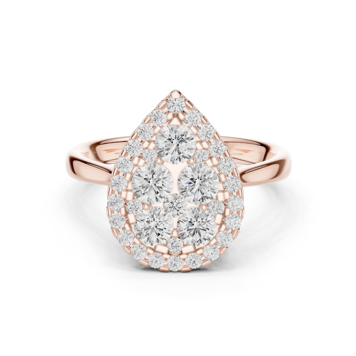 Pear Shaped Diamond Cluster Halo Engagement Ring