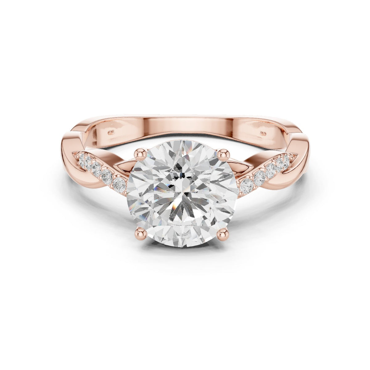 Round Diamond Twisted Vine Engagement Ring