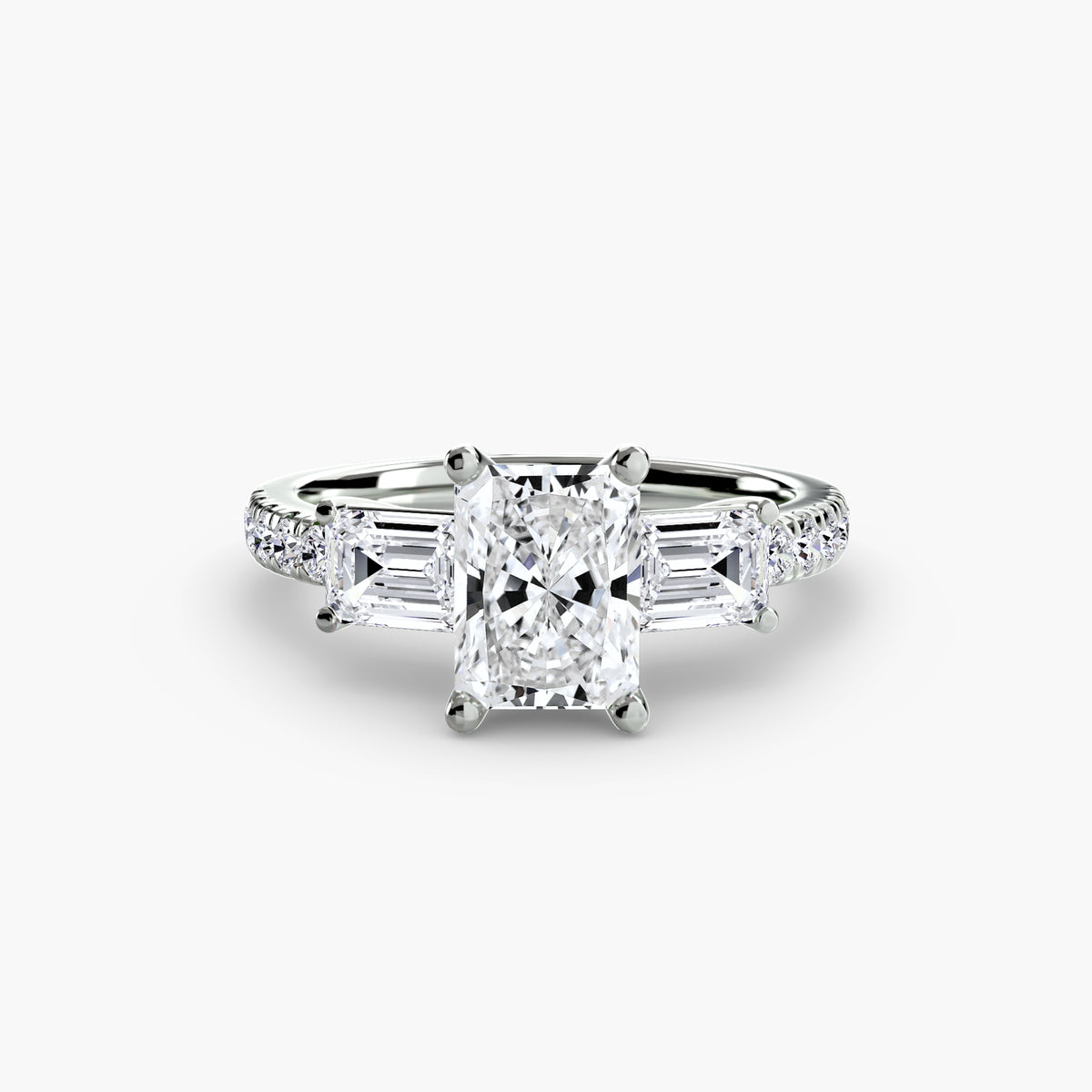 Three-Stone Ring with Pavé Band 4