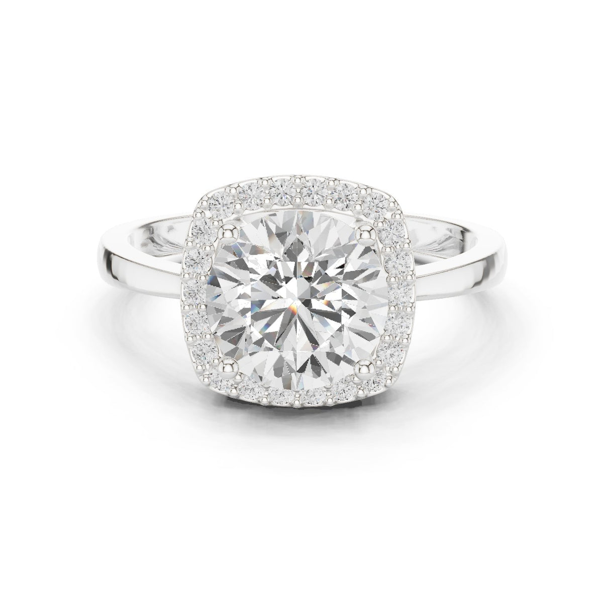 Round Diamond Cushion Halo Engagement Ring