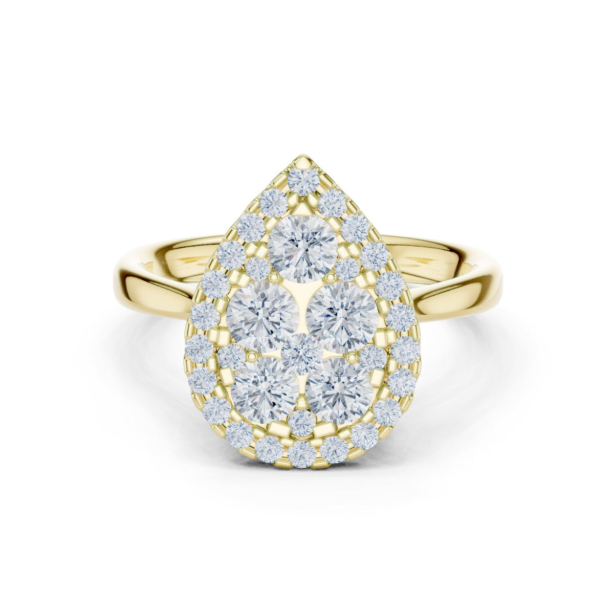 Pear Shaped Diamond Cluster Halo Engagement Ring
