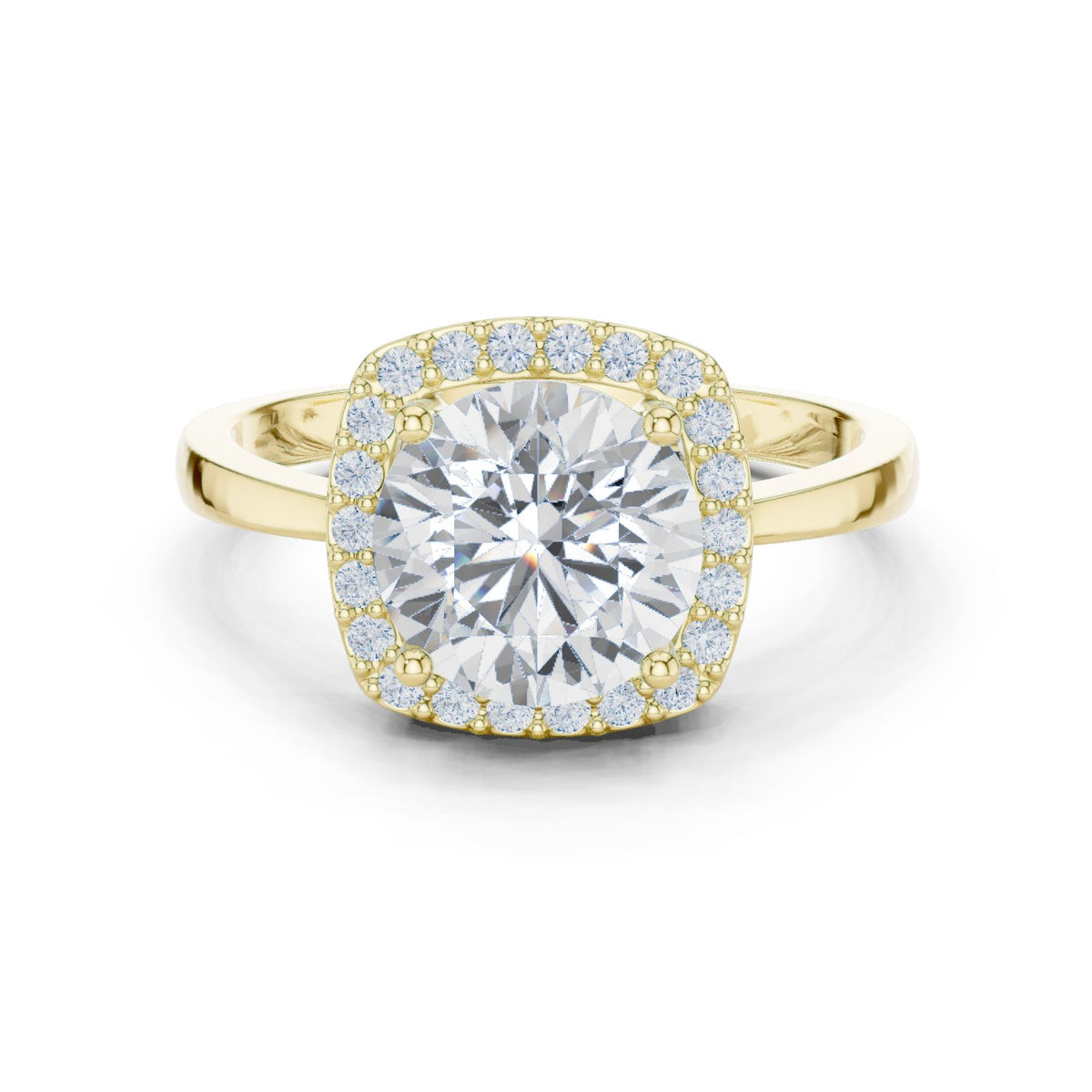 Round Diamond Cushion Halo Engagement Ring