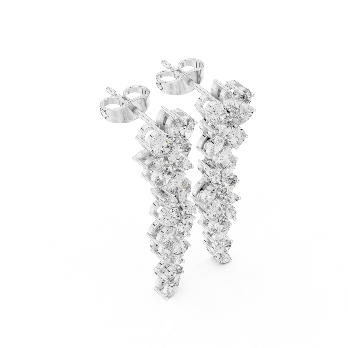 Marquise Vine Cascade Diamond Drop Earrings