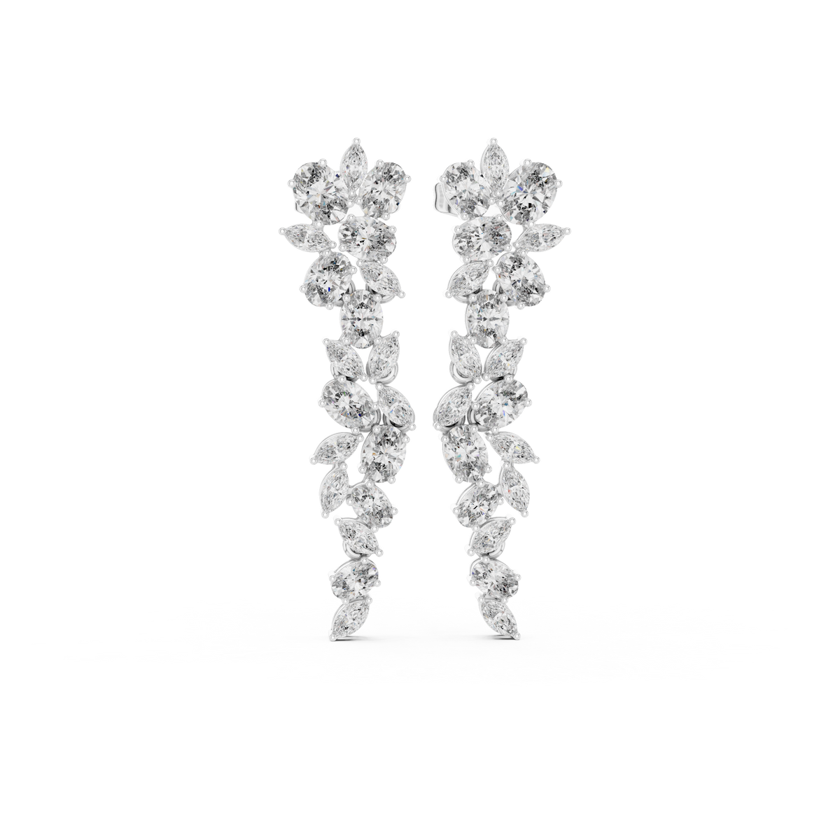 Marquise Vine Cascade Diamond Drop Earrings