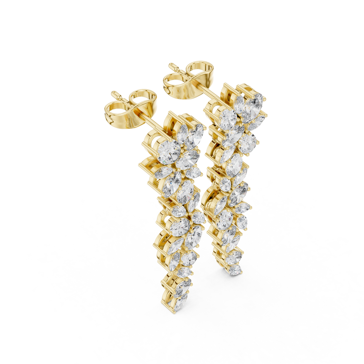 Marquise Vine Cascade Diamond Drop Earrings
