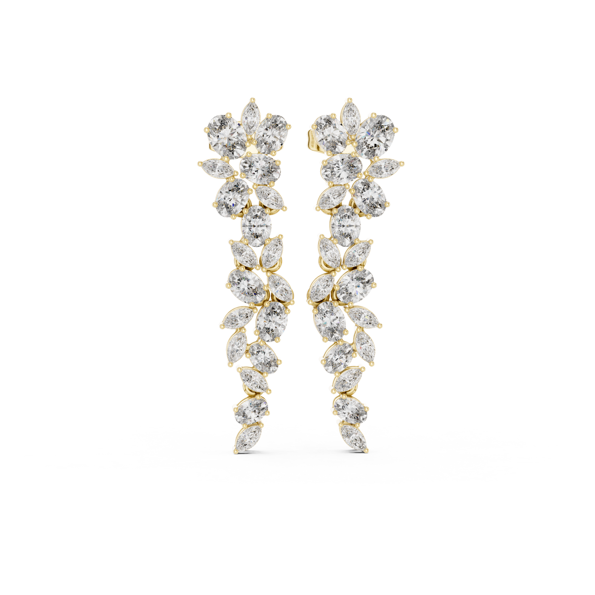 Marquise Vine Cascade Diamond Drop Earrings