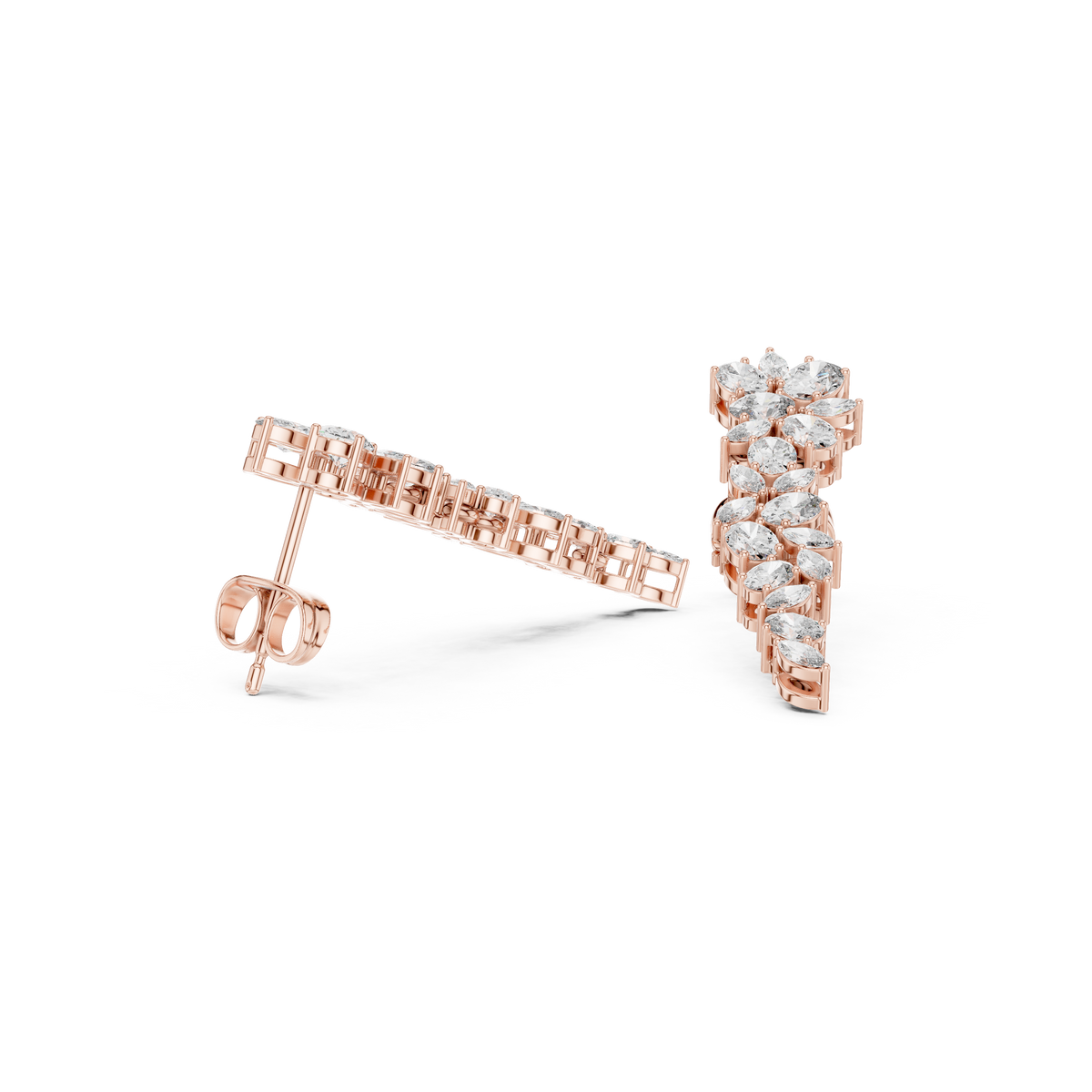 Marquise Vine Cascade Diamond Drop Earrings