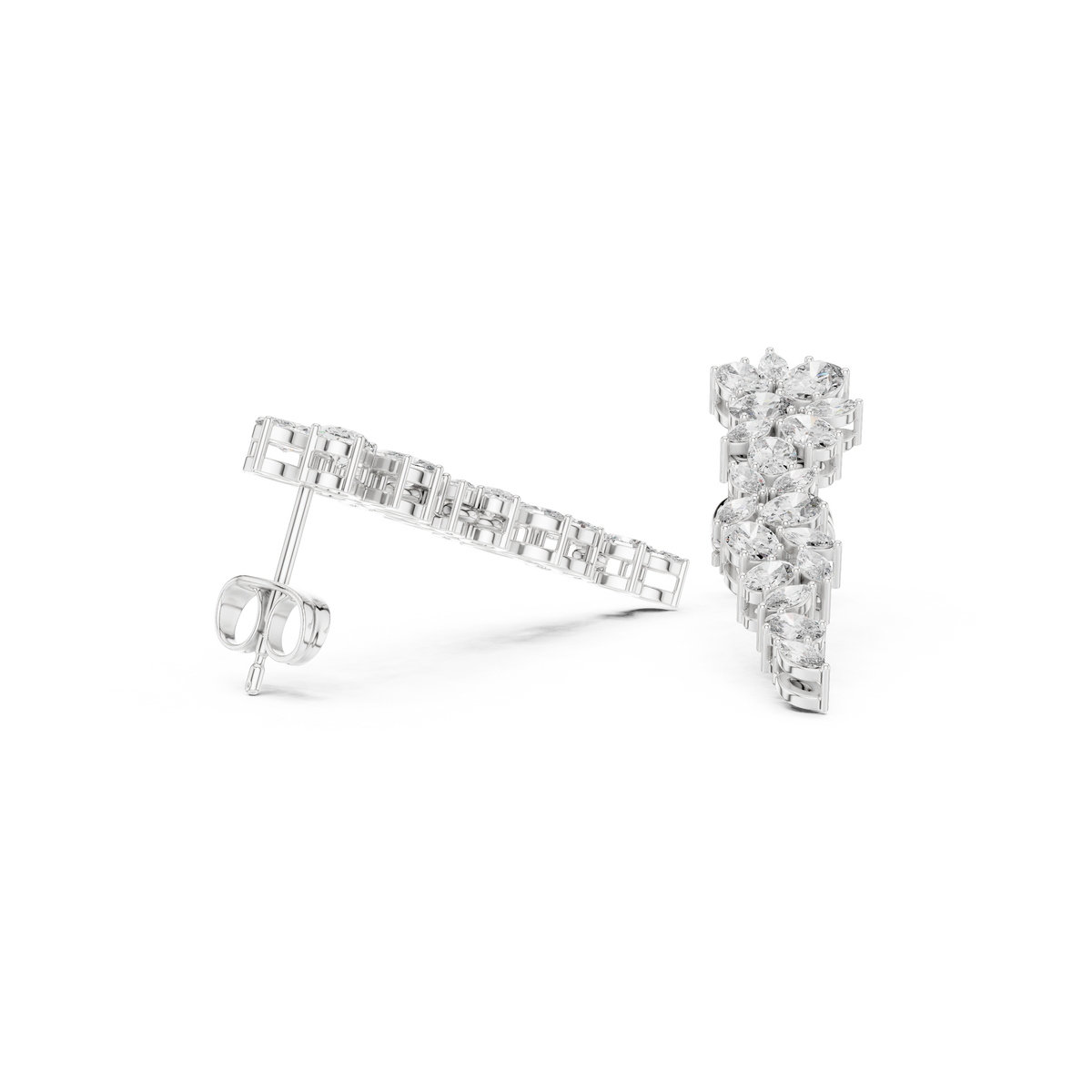 Marquise Vine Cascade Diamond Drop Earrings