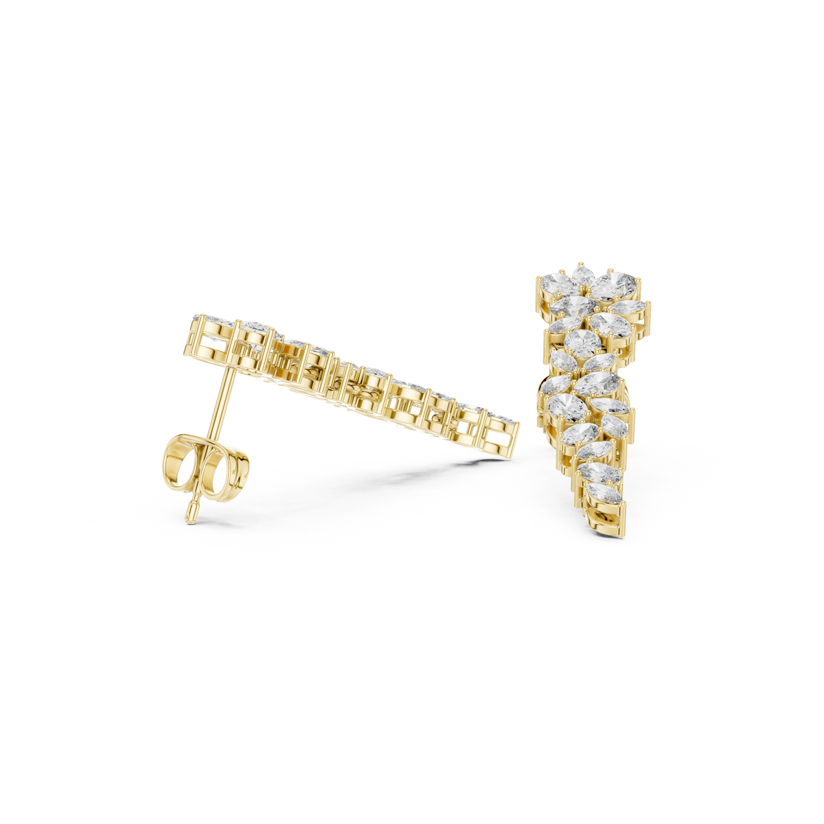 Marquise Vine Cascade Diamond Drop Earrings