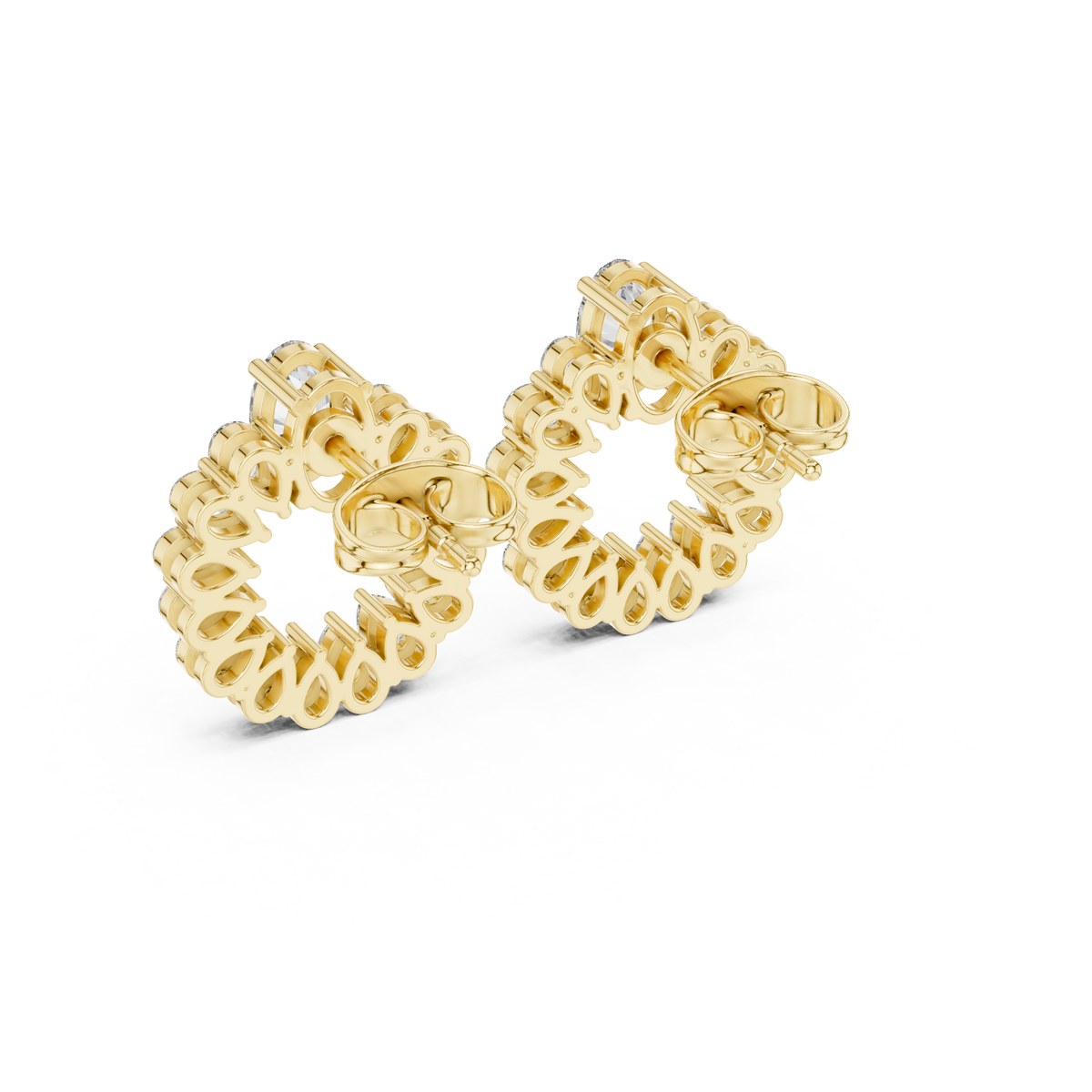 Oval and Pear Wreath Diamond Stud Earrings