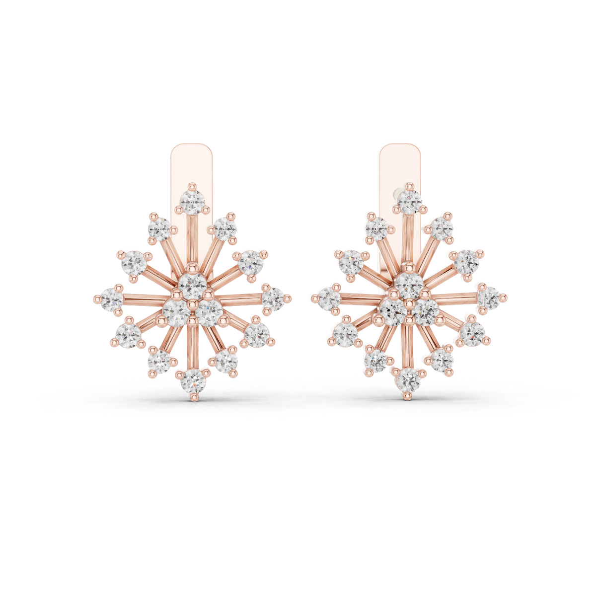 Starburst Cluster Diamond Earrings in Rose Gold - VYKA Diamonds