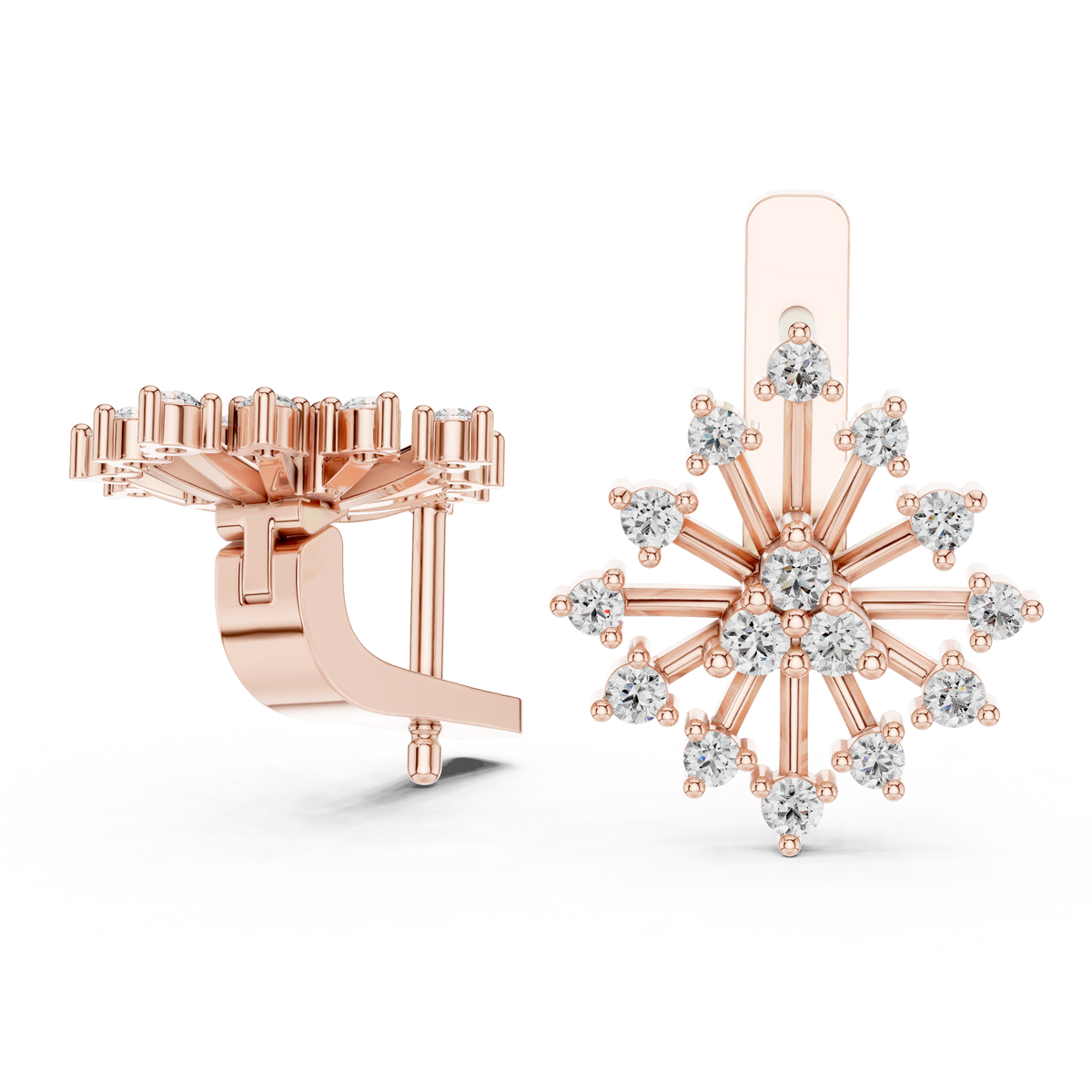 Starburst Cluster Diamond Earrings in Rose Gold - VYKA Diamonds