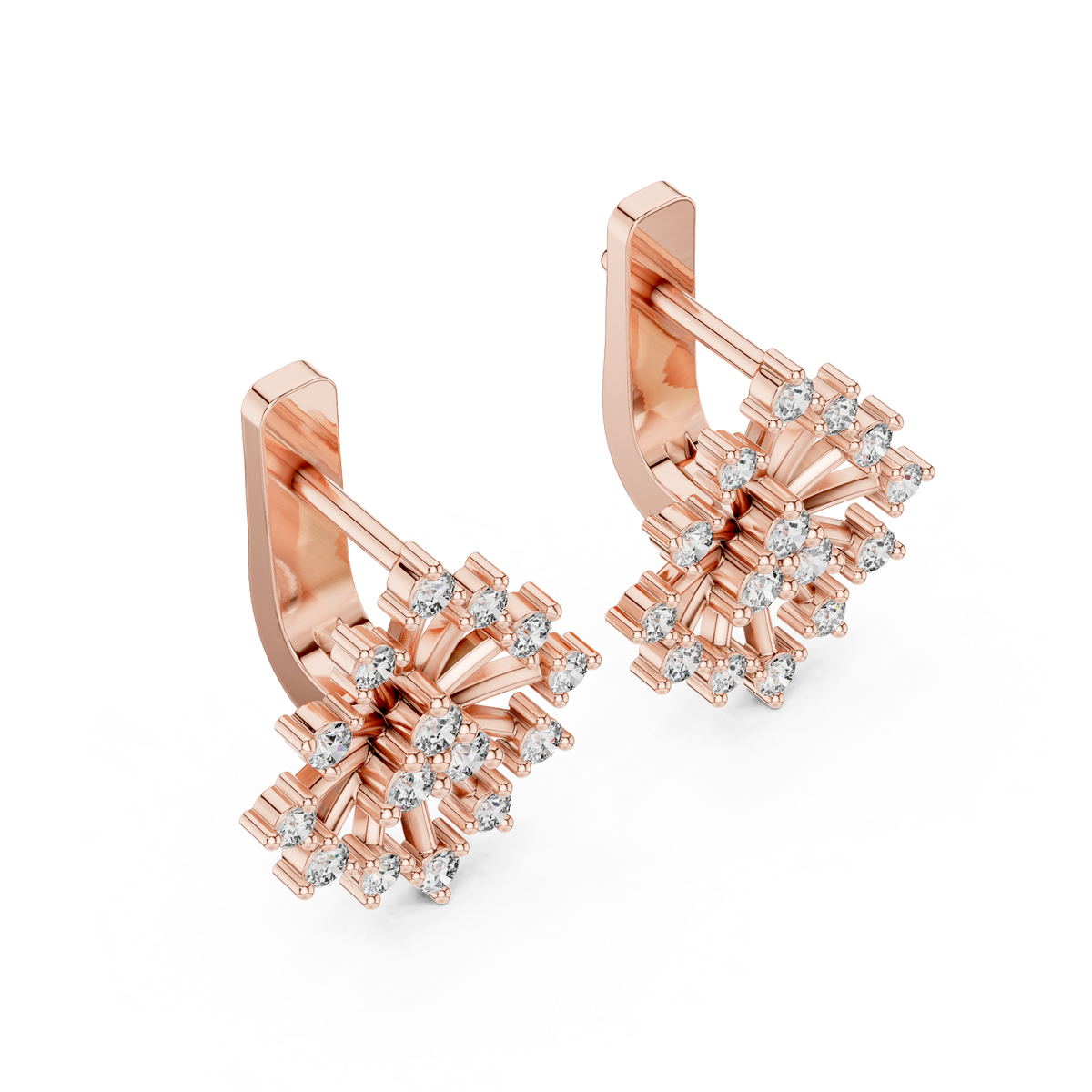 Starburst Cluster Diamond Earrings in Rose Gold - VYKA Diamonds
