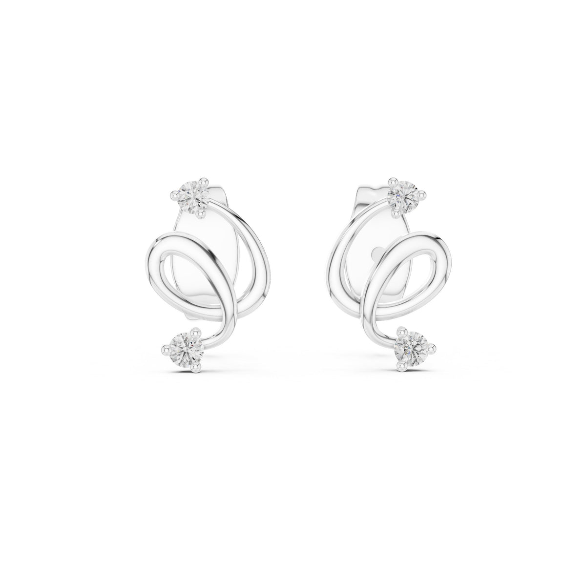 أقراط ألماس بعقدة ملتفّة in White Gold - VYKA Diamonds
