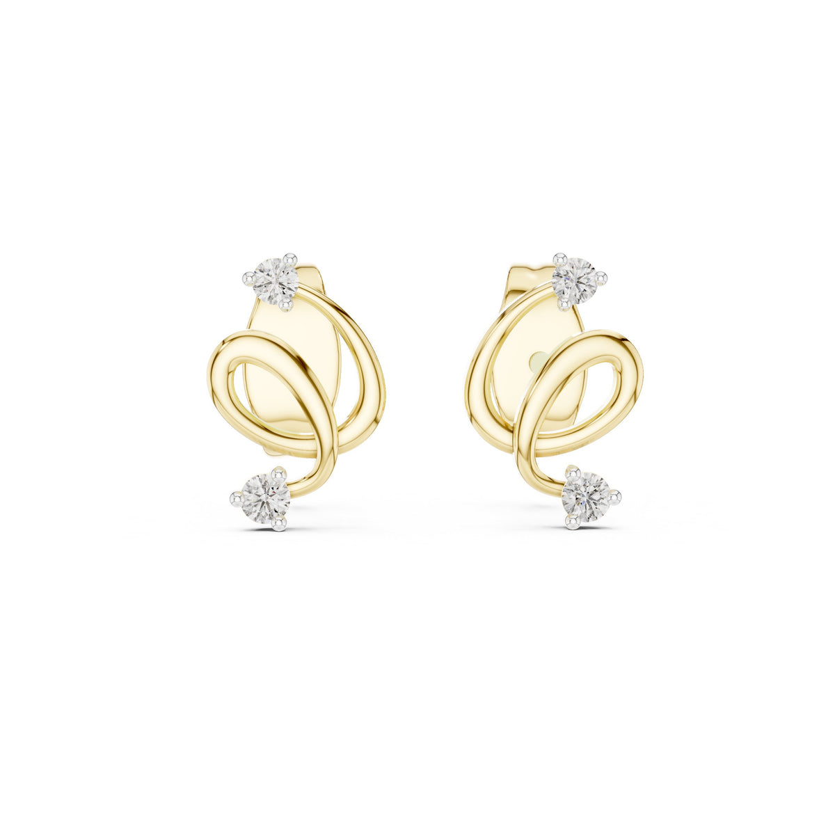 أقراط ألماس بعقدة ملتفّة in Yellow Gold - VYKA Diamonds