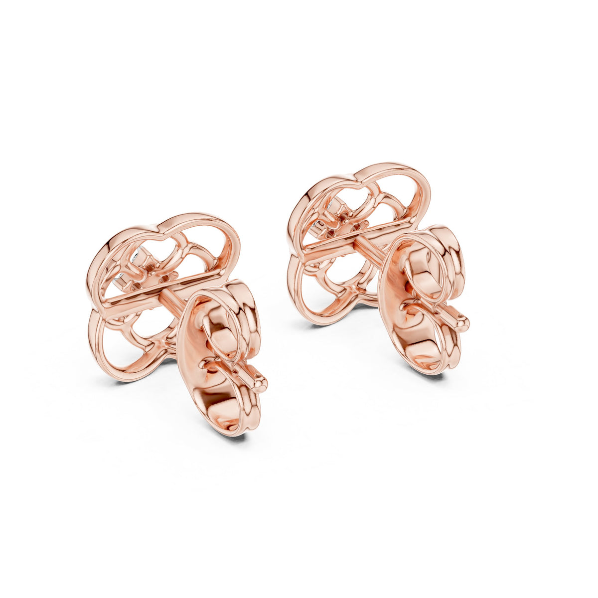 أقراط ألماس بدوائر متشابكة in Rose Gold - VYKA Diamonds