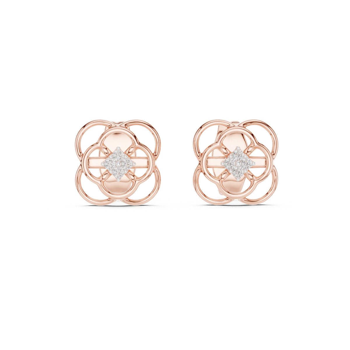 أقراط ألماس بدوائر متشابكة in Rose Gold - VYKA Diamonds