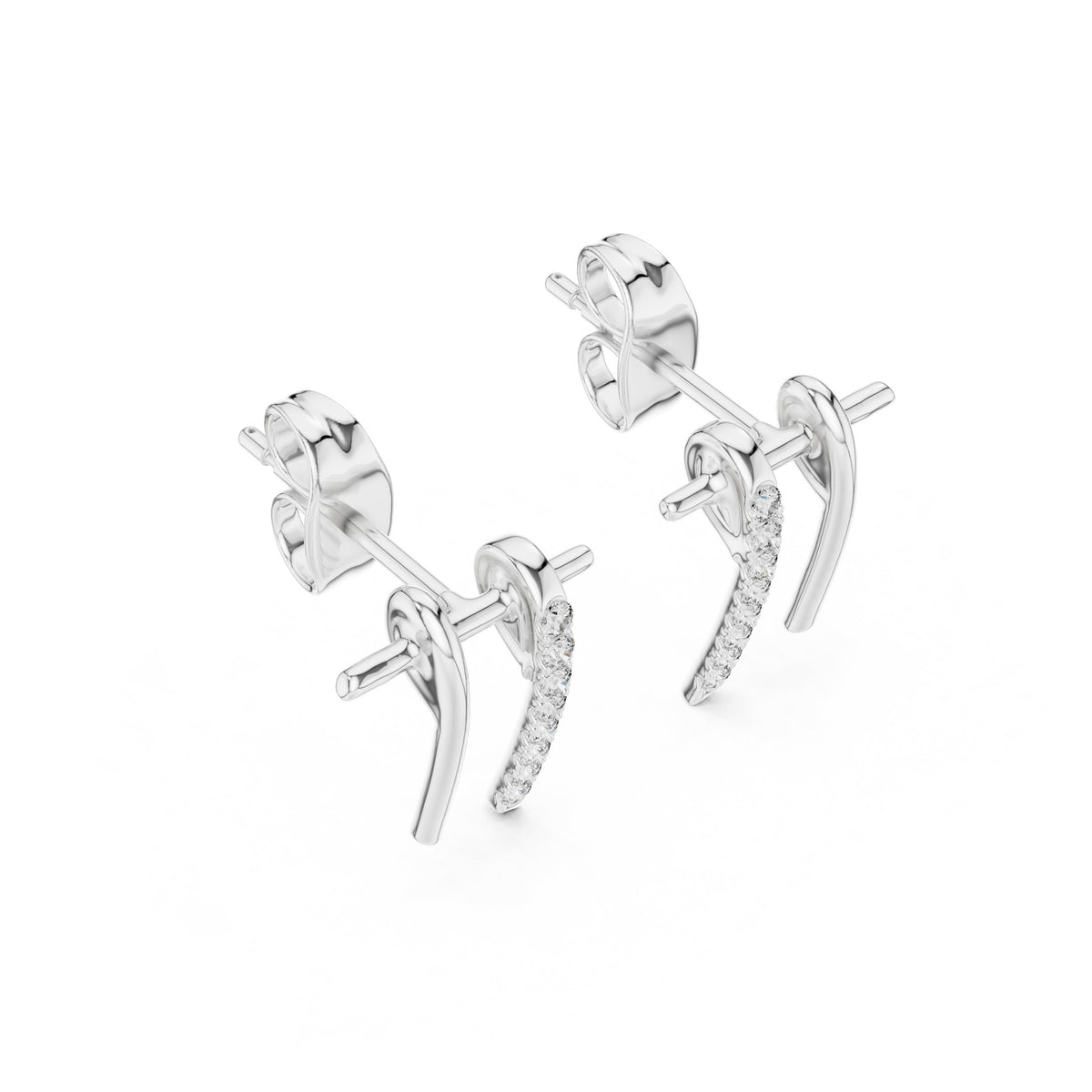 Curved Bar Diamond Stud Earrings
