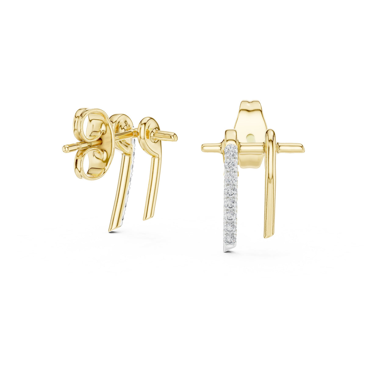 Curved Bar Diamond Stud Earrings