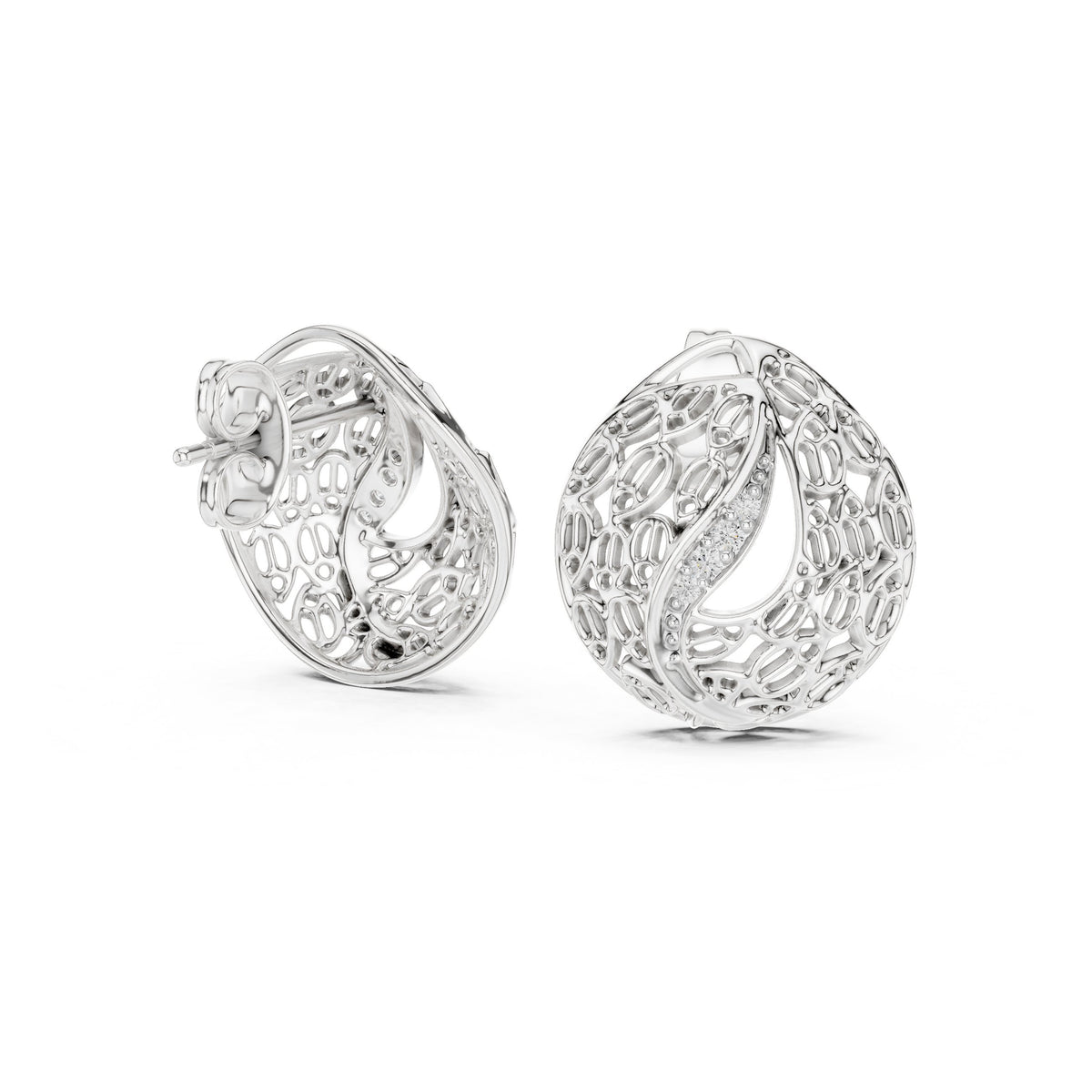 Mosaic Dome Diamond Stud Earrings